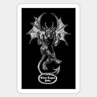 Cute Vingage Devil: Winter Tempest Books Logo, White Letters T-Shirt Magnet